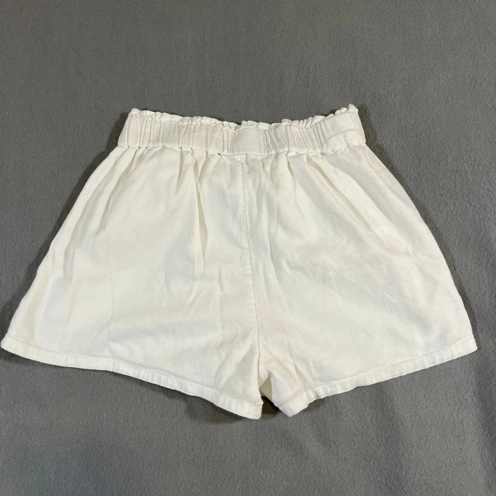 Hollister White Ultra High Rise Linen Shorts Women's XS Summer Blend - Picture 2 of 8